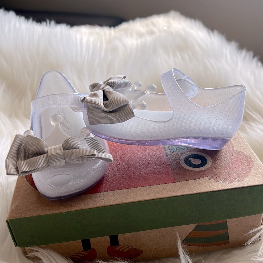 Mini Melissa Ultra Girl Princess Clear Glitter Shoes size 5 infant - Picture 4 of 6